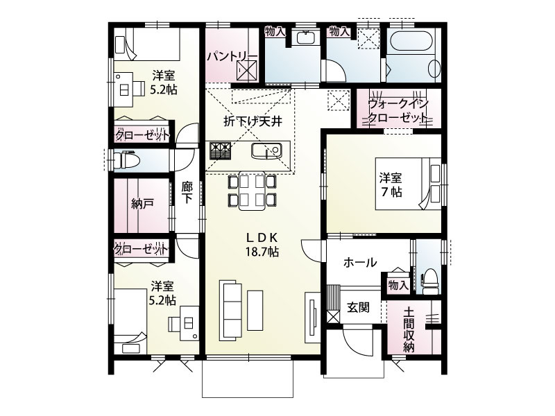 【６号棟：間取り図】高崎市金古町「全１１区画」6号棟　3LDK+S