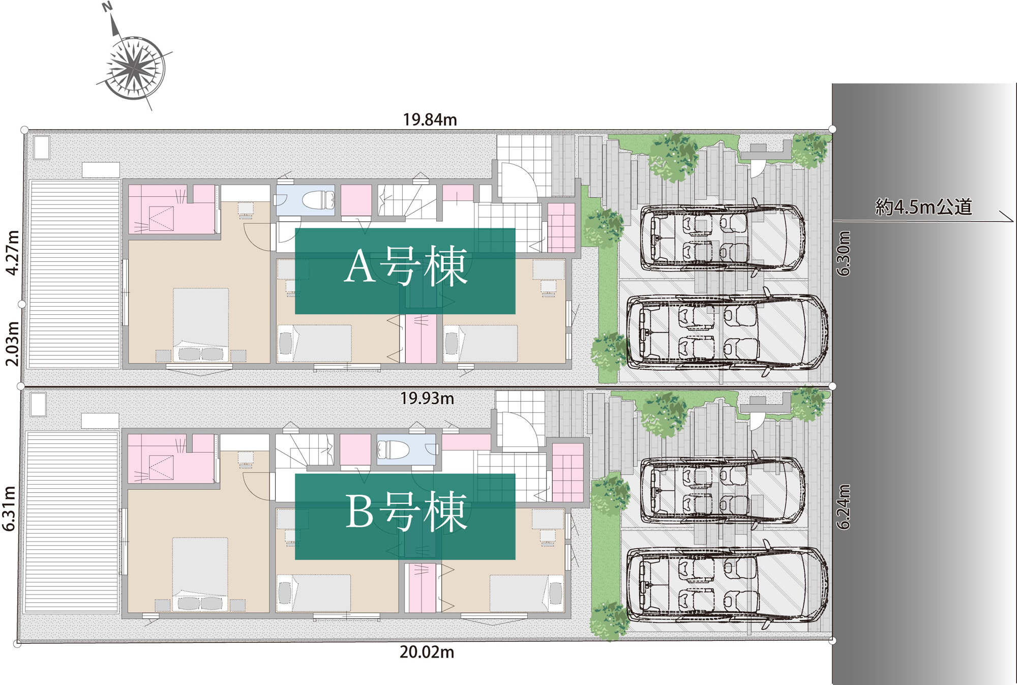 新築分譲［ミラクラス吉祥寺北町Ⅳ］の区画図|第1種低層住居専用地域／南東側約4.5m公道面／整形地
