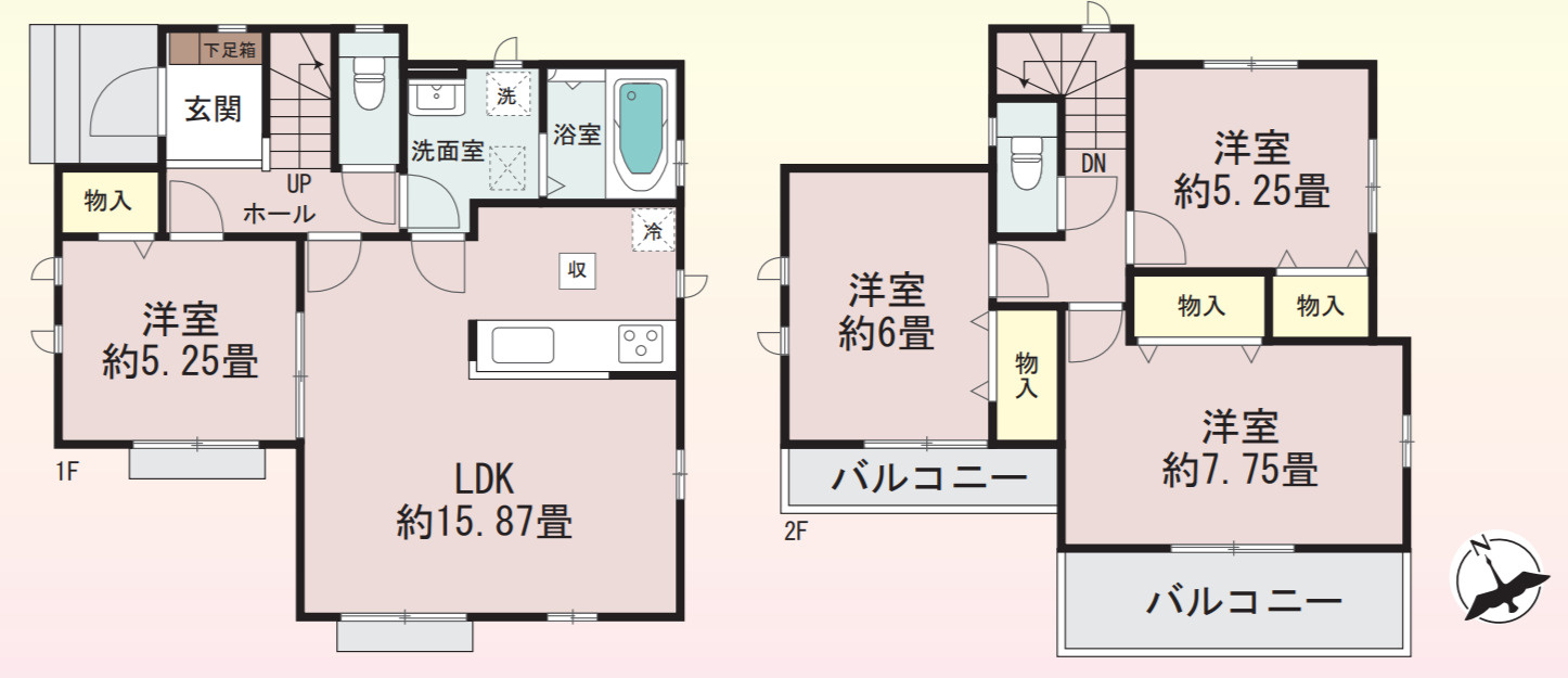 横浜市瀬谷区宮沢2丁目 新築戸建て【仲介手数料無料】カースペース2台の間取り