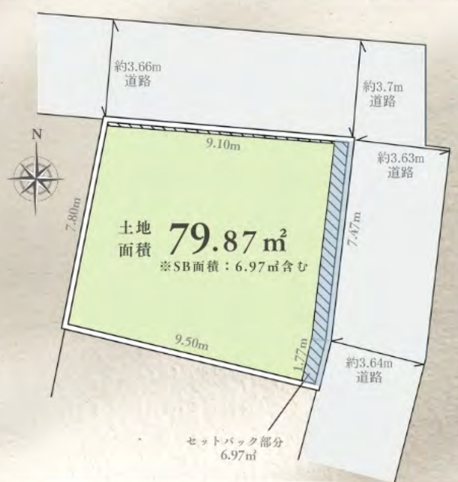 横浜市鶴見区東寺尾4丁目 新築戸建て【仲介手数料無料】の区画図