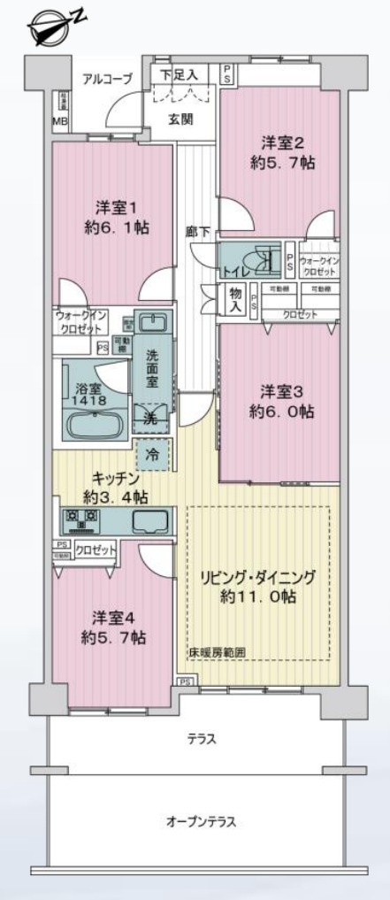 リーデンススクエア横浜鶴見【仲介手数料無料】の間取り