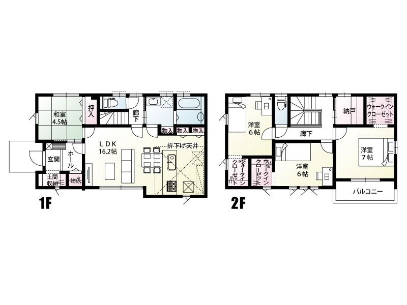 【２号棟：間取り図】高崎市島野町「全２区画」２号棟 4LDK+S
