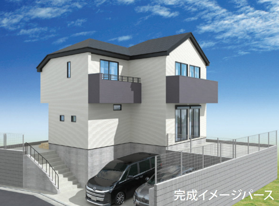 横浜市戸塚区下倉田町 新築戸建て【仲介手数料無料】カースペース2台の外観パース