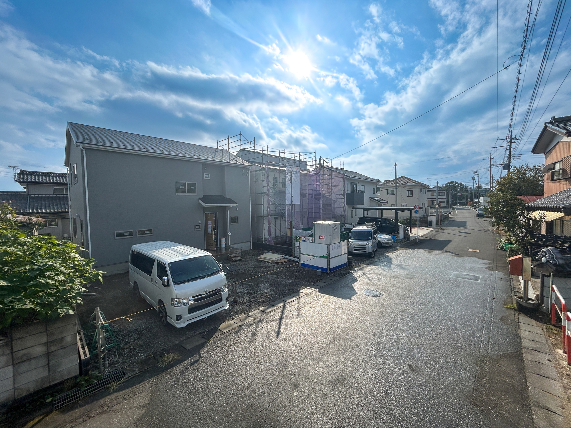 伊勢崎市茂呂南町第3　新築住宅全2棟の前面道路含む現地写真