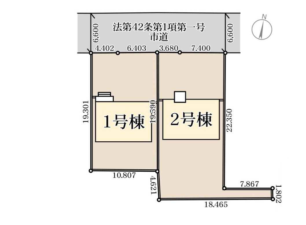 伊勢崎市茂呂南町第3　新築住宅全2棟の区画図