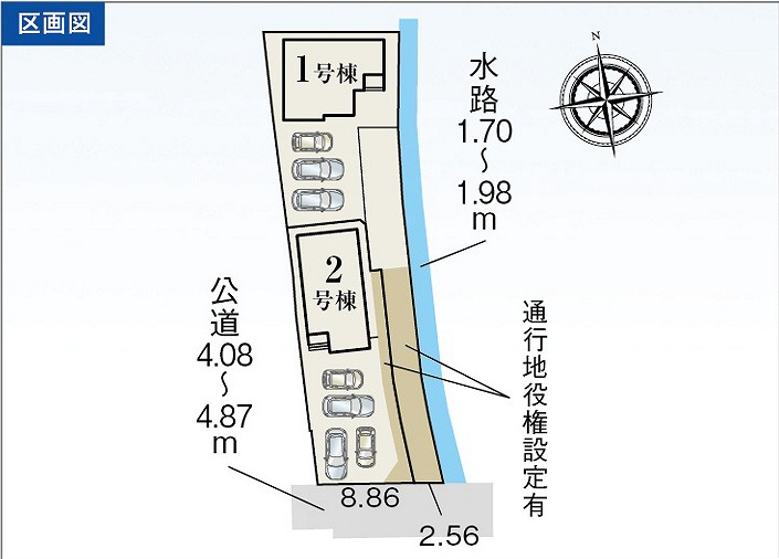 リーブルガーデン　駿河区向敷地4丁目2期　～全2棟～の区画図|駐車3台可能♪
前面道路が広駐車もらくらくスムーズ♪