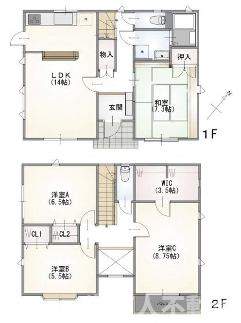 藤沢市本藤沢2丁目６－１８戸建の間取り