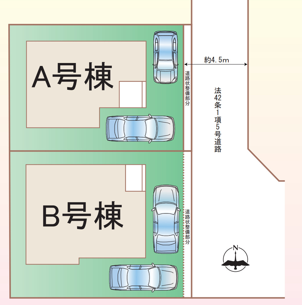 横浜市旭区今宿2丁目 新築戸建て【仲介手数料無料】カースペース2台の区画図