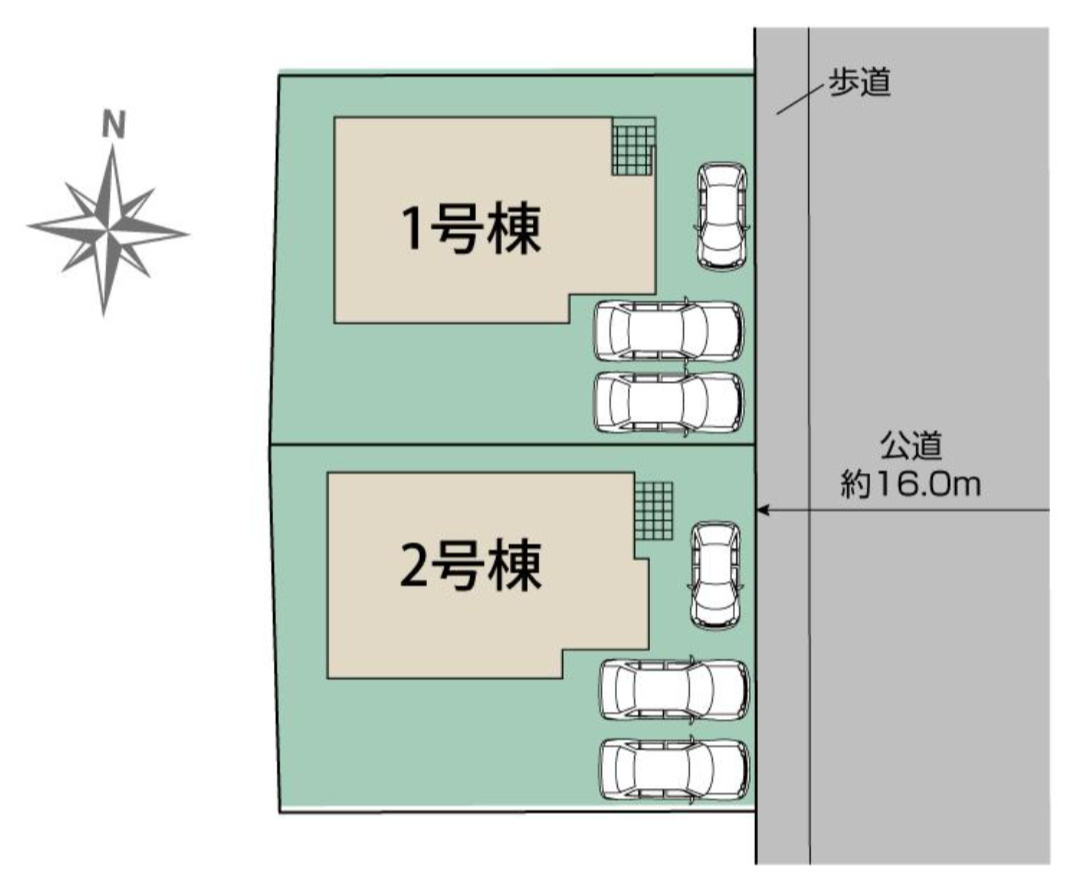 横浜市栄区野七里１丁目 新築戸建て【仲介手数料無料】カースペース3台の区画図