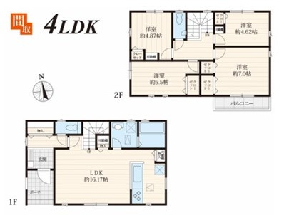 伊勢崎市寿町　新築住宅全8棟の間取り|【7号棟】建坪：28.95 坪　土地：74.00 坪