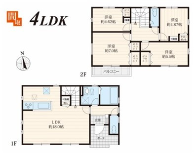 伊勢崎市寿町　新築住宅全8棟の間取り|【5号棟】建坪：28.80 坪　土地：55.94 坪