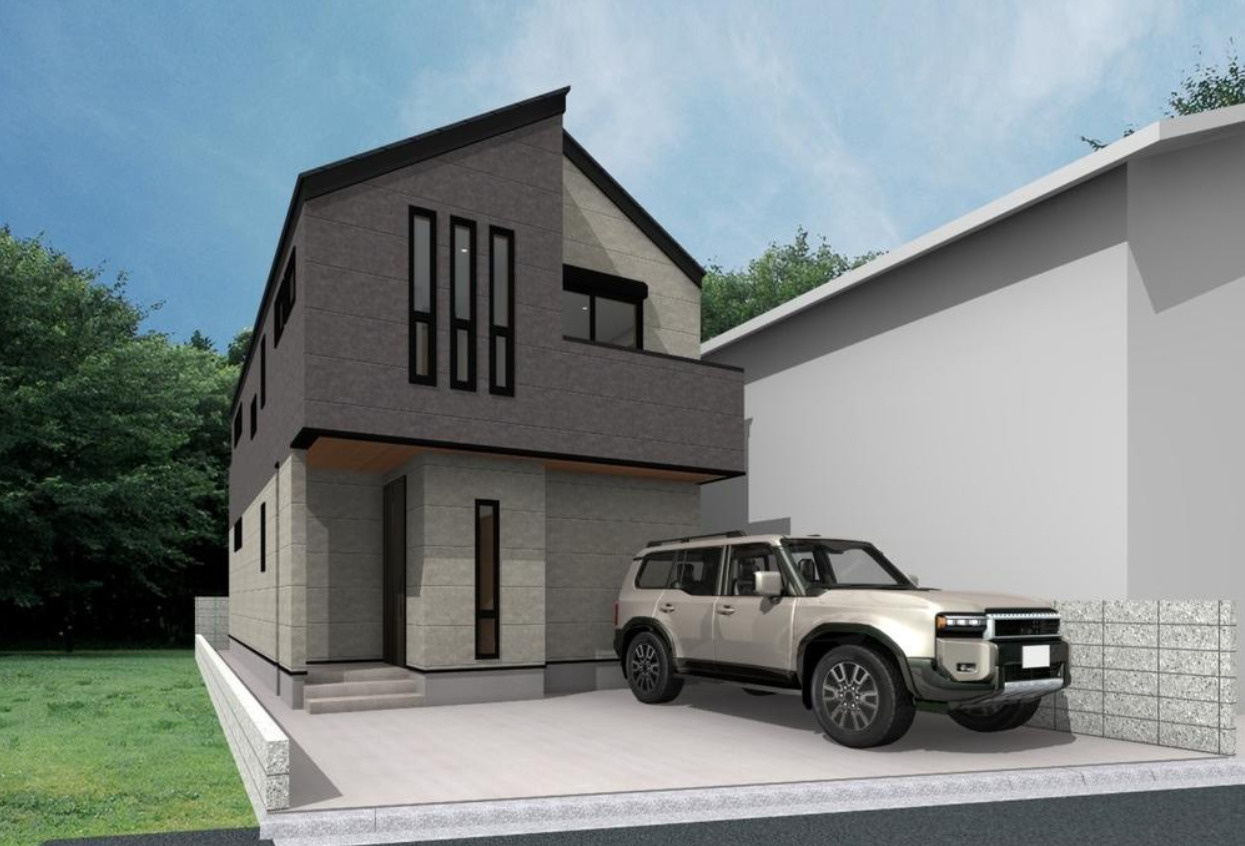 横浜市港北区大曽根台 新築戸建て【仲介手数料無料】カースペース2台の外観パース