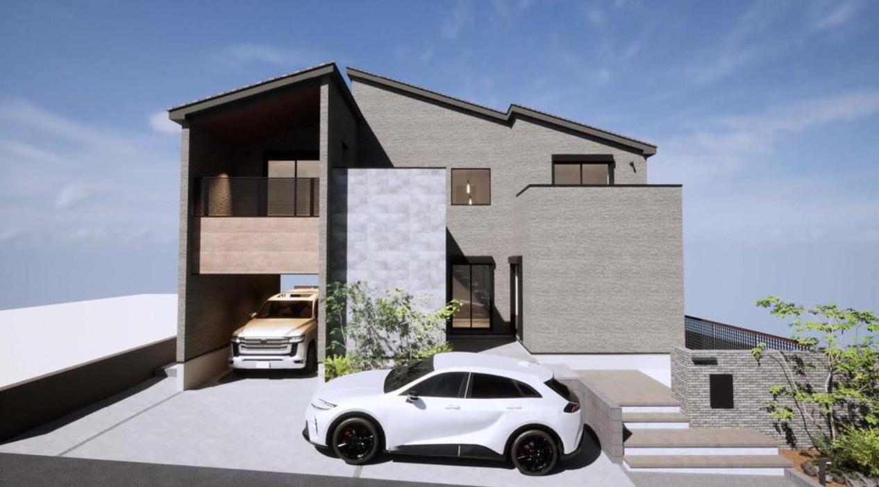 横浜市緑区白山４丁目 新築戸建て【仲介手数料無料】カースペース2台の外観パース