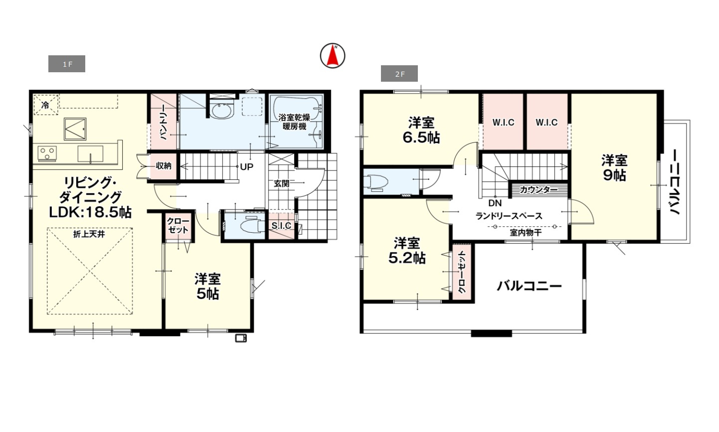 高崎市町屋町1期　新築住宅全1棟の間取り|■土地58.02坪　建物35.75坪　パントリー　WIC　南面バルコニー■