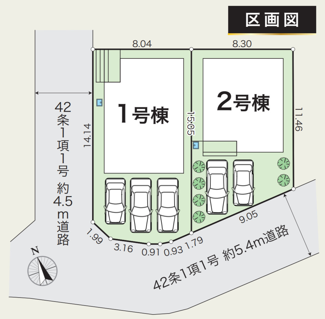 横浜市泉区岡津町 新築戸建て【仲介手数料無料】カースペース2台の区画図