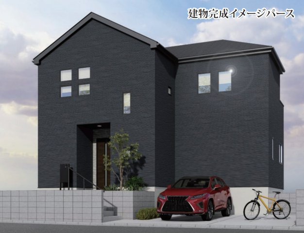 横浜市戸塚区平戸2丁目 新築戸建て【仲介手数料無料】カースペース2台の外観パース