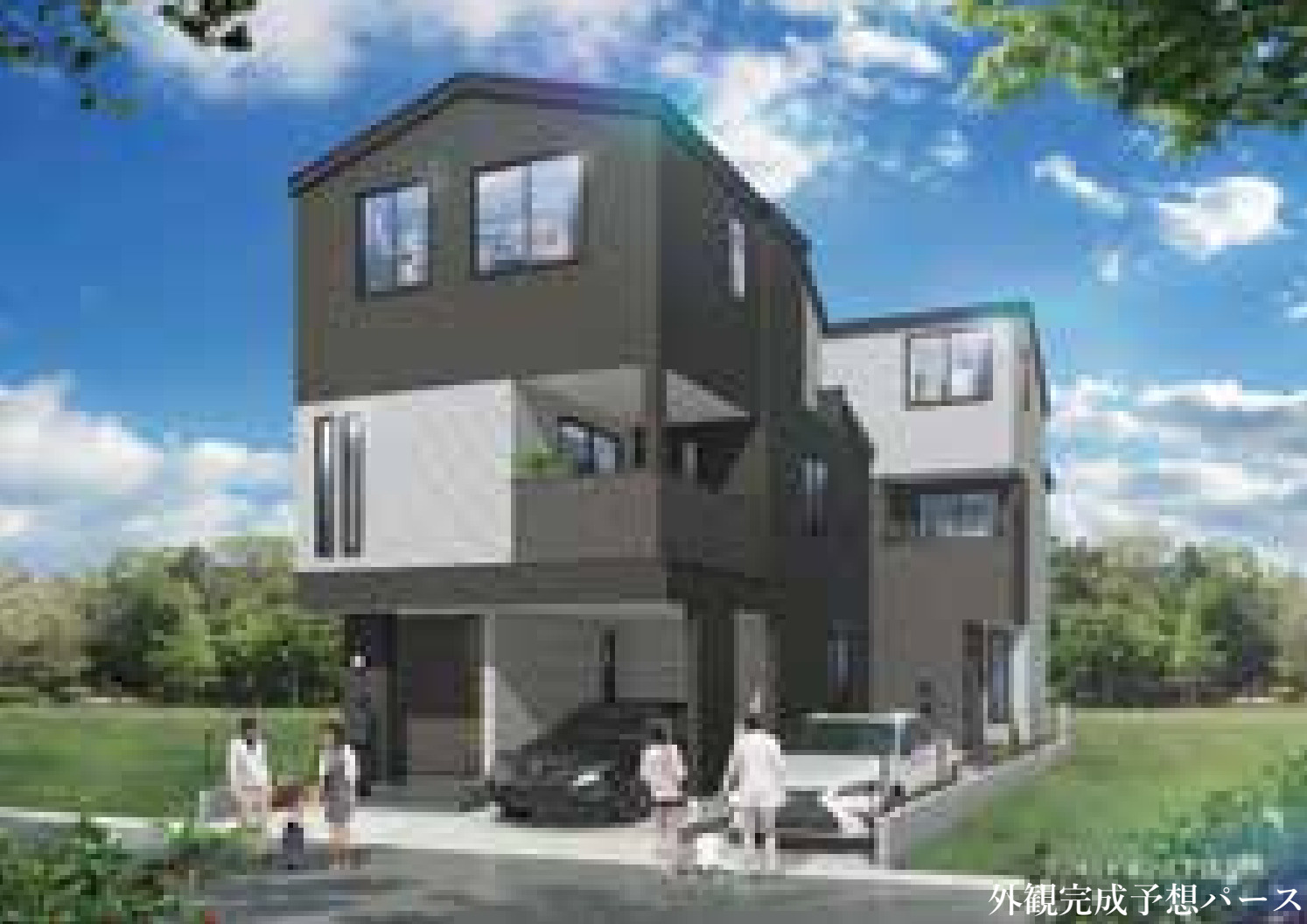 横浜市鶴見区下末吉5丁目 新築戸建て【仲介手数料無料】の外観パース