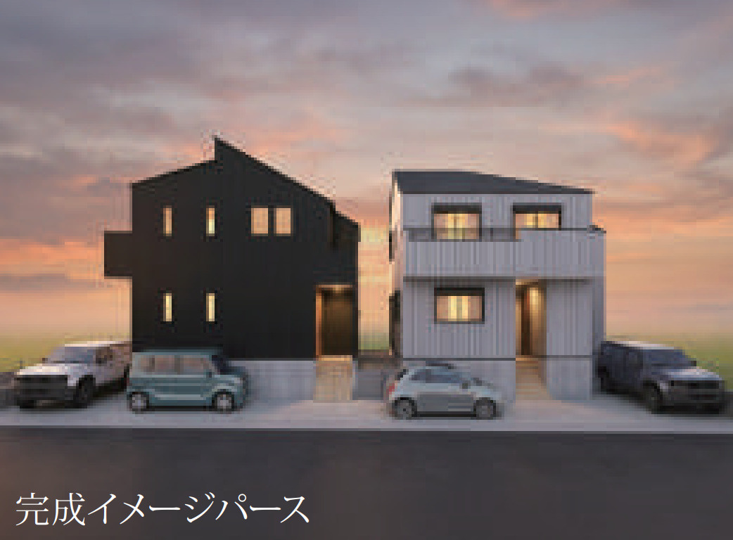 横浜市旭区笹野台２丁目 新築戸建て【仲介手数料無料】カースペース2台の外観パース