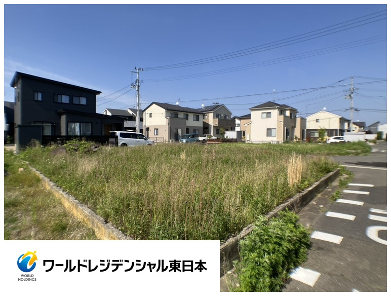 石巻市築山4丁目土地の前面道路含む現地写真|建築条件なしにつき、お好きなハウスメーカーで建築できます！