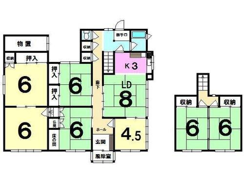 室蘭市知利別町3丁目19-16　中古住宅の間取り