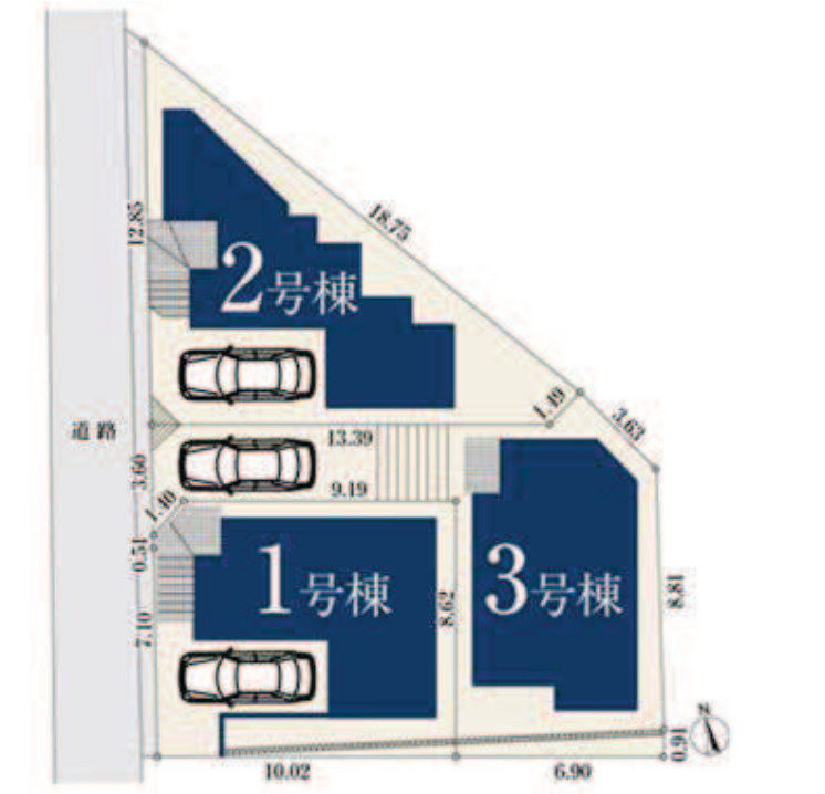 横浜市南区庚台　新築戸建【仲介手数料無料】の区画図