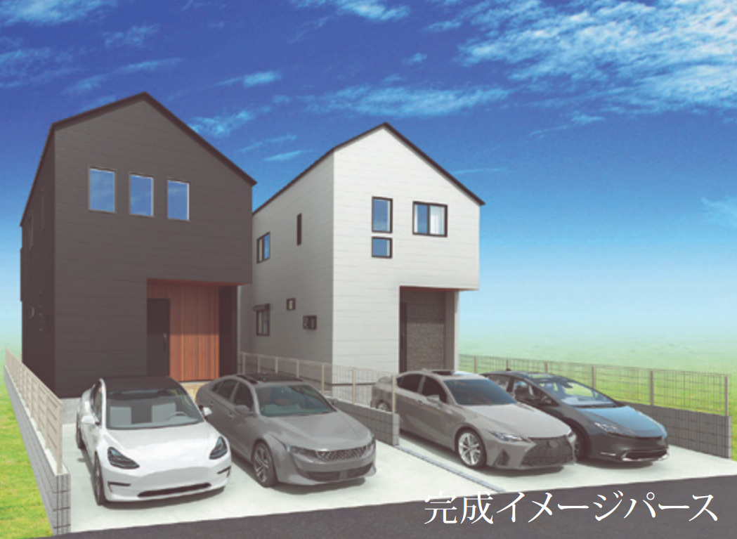横浜市戸塚区上柏尾町 新築戸建て【仲介手数料無料】カースペース2台の外観パース