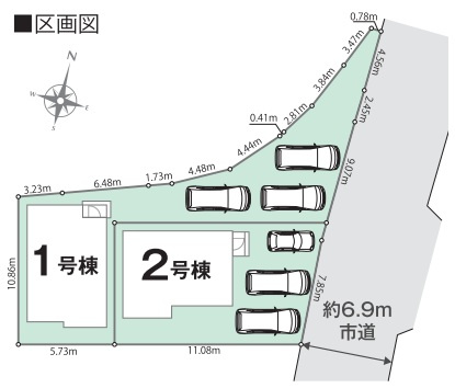 リナージュ　三島市富田町　第1期　全2棟の区画図|区画図