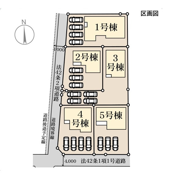 伊勢崎第3茂呂町　新築住宅全5棟の区画図|「初めまして！」が集まる分譲地。たくさんの子供たちが年齢を問わずに、仲良く一緒に成長できるのは分譲地の特徴ですね。