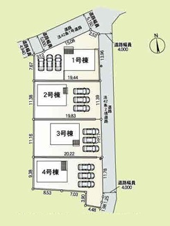 前橋市堀之下町第1　新築住宅全4棟の区画図|「初めまして！」が集まる分譲地。たくさんの子供たちが年齢を問わずに、仲良く一緒に成長できるのは大型分譲地の特徴ですね。