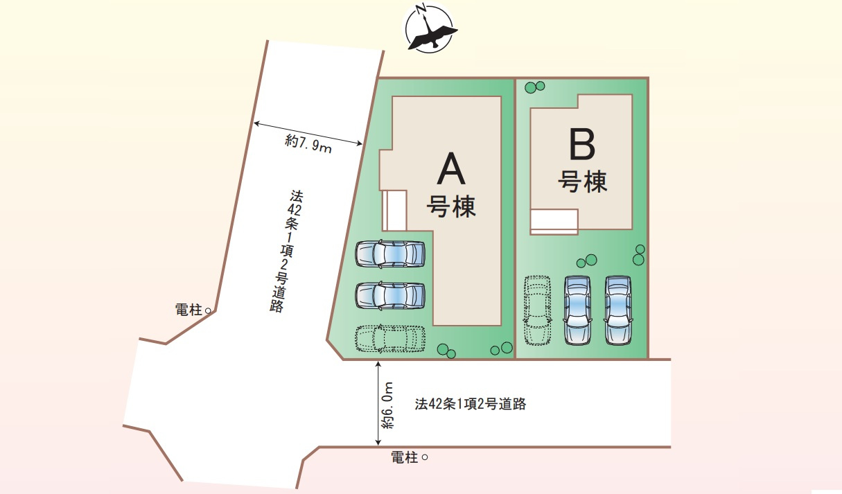 高崎市倉賀野町　新築住宅全2棟の区画図|「初めまして！」が集まる分譲地。たくさんの子供たちが年齢を問わずに、仲良く一緒に成長できるのは大型分譲地の特徴ですね。