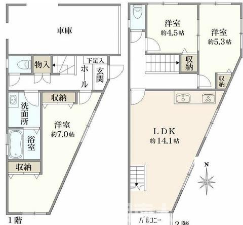 藤沢市片瀬海岸２丁目戸建の間取り