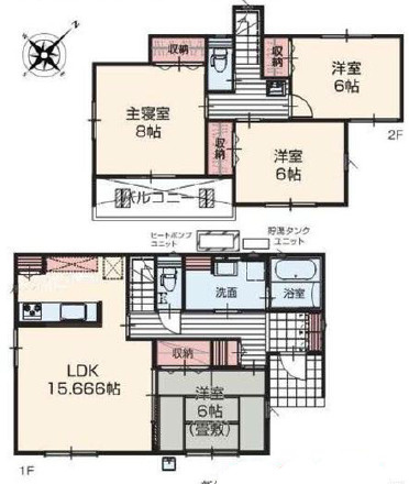 那須塩原市東三島３丁目の新築一戸建の間取り|◇土地55.66坪　建物31.03坪　太陽光発電　パントリー　全居室６帖以上◇