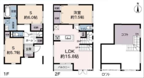 茅ケ崎市東海岸南1丁目　新築戸建て　全2棟の間取り