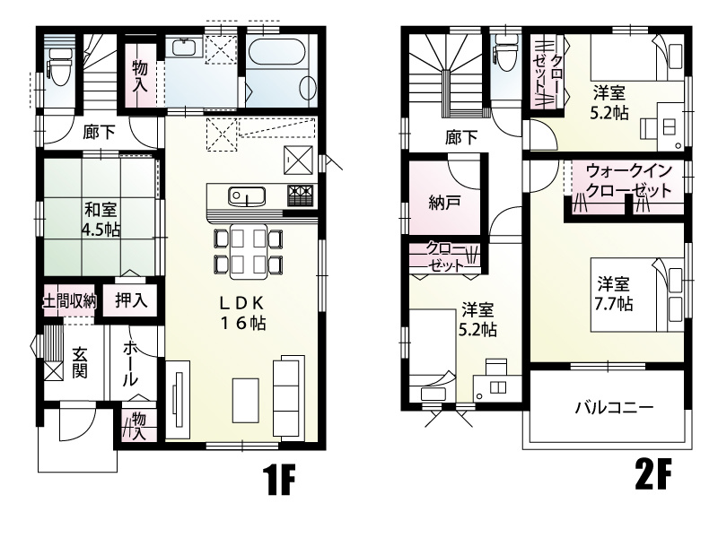 南羽生2丁目8（全3区画）1号棟 間取り：玄関には土間収納・寝室にWIC・納戸完備！暮らしやすさを重視した間取りプランです♪