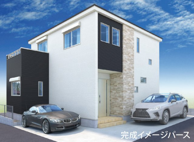 横浜市神奈川区六角橋6丁目 新築戸建て【仲介手数料無料】カースペース2台の外観パース