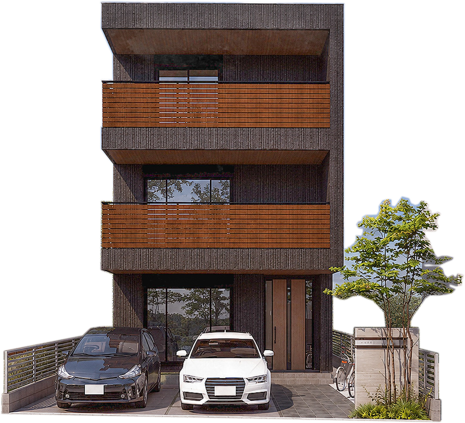 宅地分譲［新宿区矢来町］の完成予想図|■建物プラン例外観パース（CGイメージ）
建物面積：119.69㎡[約36.21坪]、建物価格：7,029万円（税込み）
※別途、付帯工事費等が必要となります。