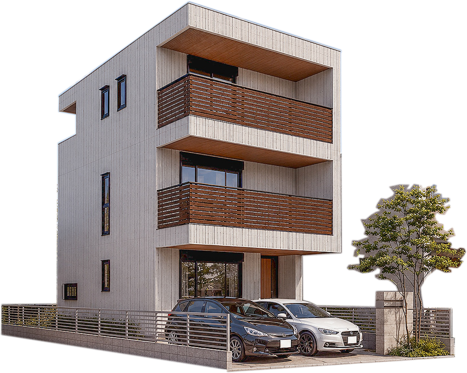 宅地分譲［新宿区矢来町］の完成予想図|■建物プラン例外観パース（CGイメージ）
建物面積：119.69㎡[約36.21坪]、建物価格：7,029万円（税込み）
※別途、付帯工事費等が必要となります。