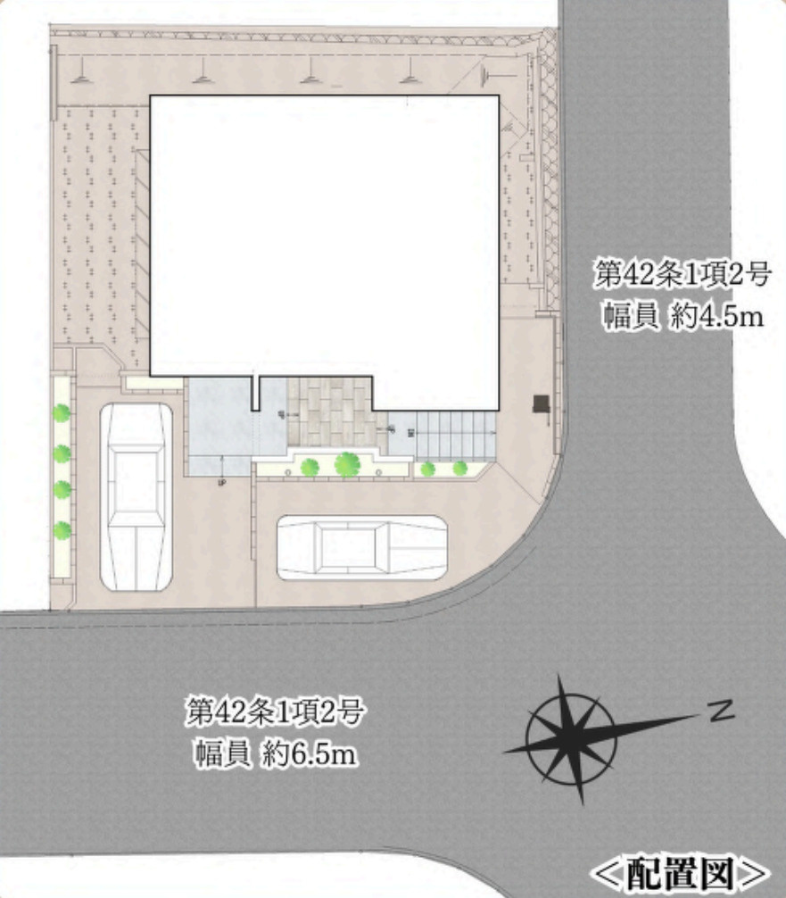 横浜市磯子区栗木３丁目 新築戸建て【仲介手数料無料】カースペース2台の区画図