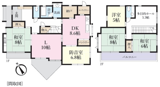 小田原市鴨宮　中古戸建の間取り