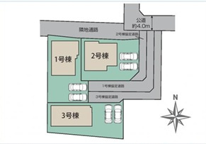 前橋市龍蔵寺町　新築住宅全3棟の区画図|「初めまして！」が集まる分譲地。たくさんの子供たちが年齢を問わずに、仲良く一緒に成長できるのは大型分譲地の特徴ですね。