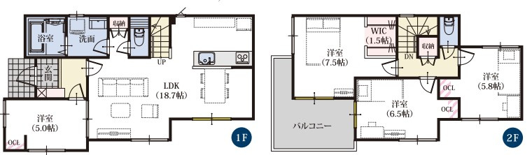 駿河区　登呂五丁目８期　全2棟の間取り|広々としたLDKで家族が自然と集まる暮らしをサポートします♪