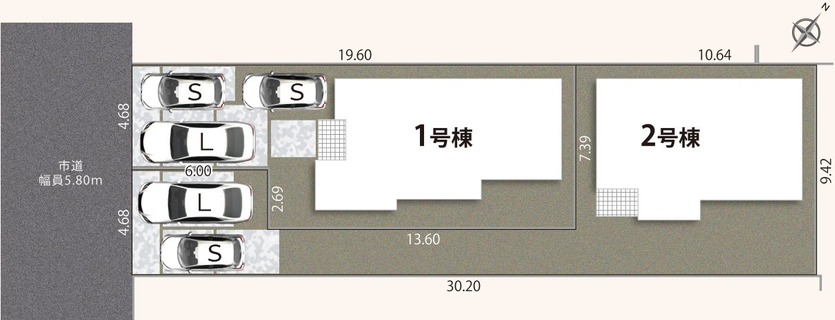 駿河区　登呂五丁目８期　全2棟の区画図|前面道路も広く駐車もらくらくスムーズ♪