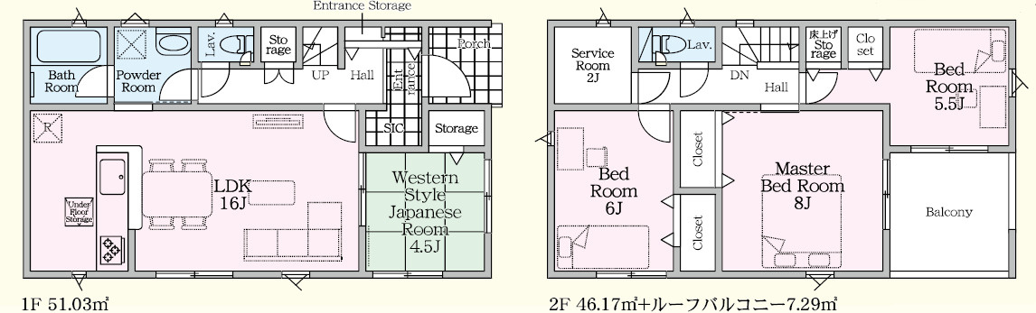 宇都宮市簗瀬３丁目の新築一戸建の間取り|◇土地54.93坪　建物29.4坪　納戸　SIC　廊下収納　主寝室８帖　インナーバルコニー◇
