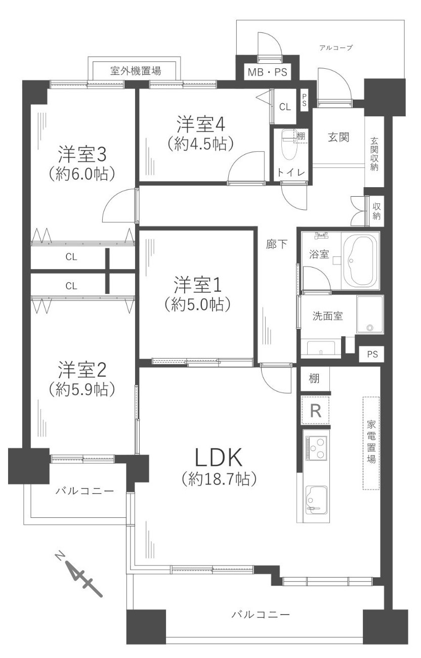 オークヒルズ香里四番館の間取り