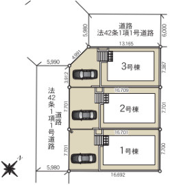 宇都宮市中岡本町第１１　新築住宅全３棟の区画図|「初めまして！」が集まる分譲地。たくさんの子供たちが年齢を問わずに、仲良く一緒に成長できるのは分譲地の特徴ですね。