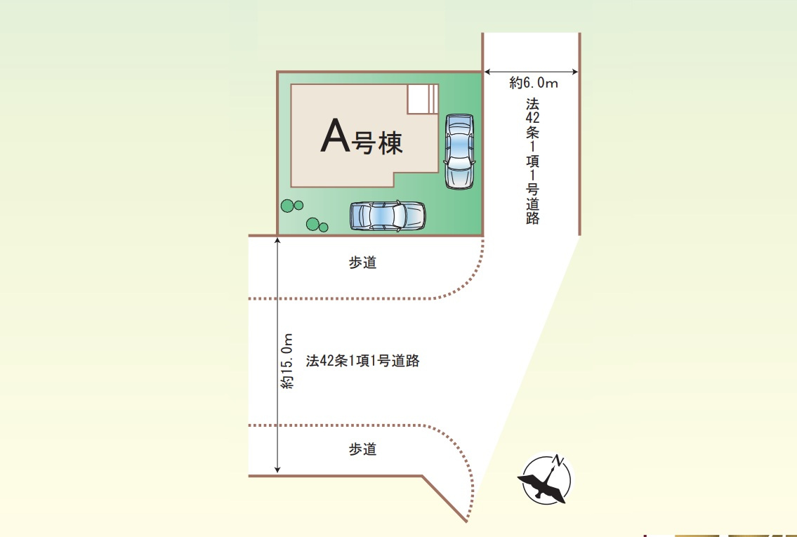 前橋市朝日町1丁目　新築住宅全1棟の区画図|◇土地39.05坪◇