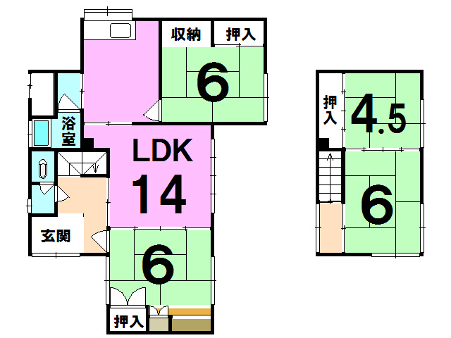 室蘭市知利別町３丁目16-5　中古住宅の間取り