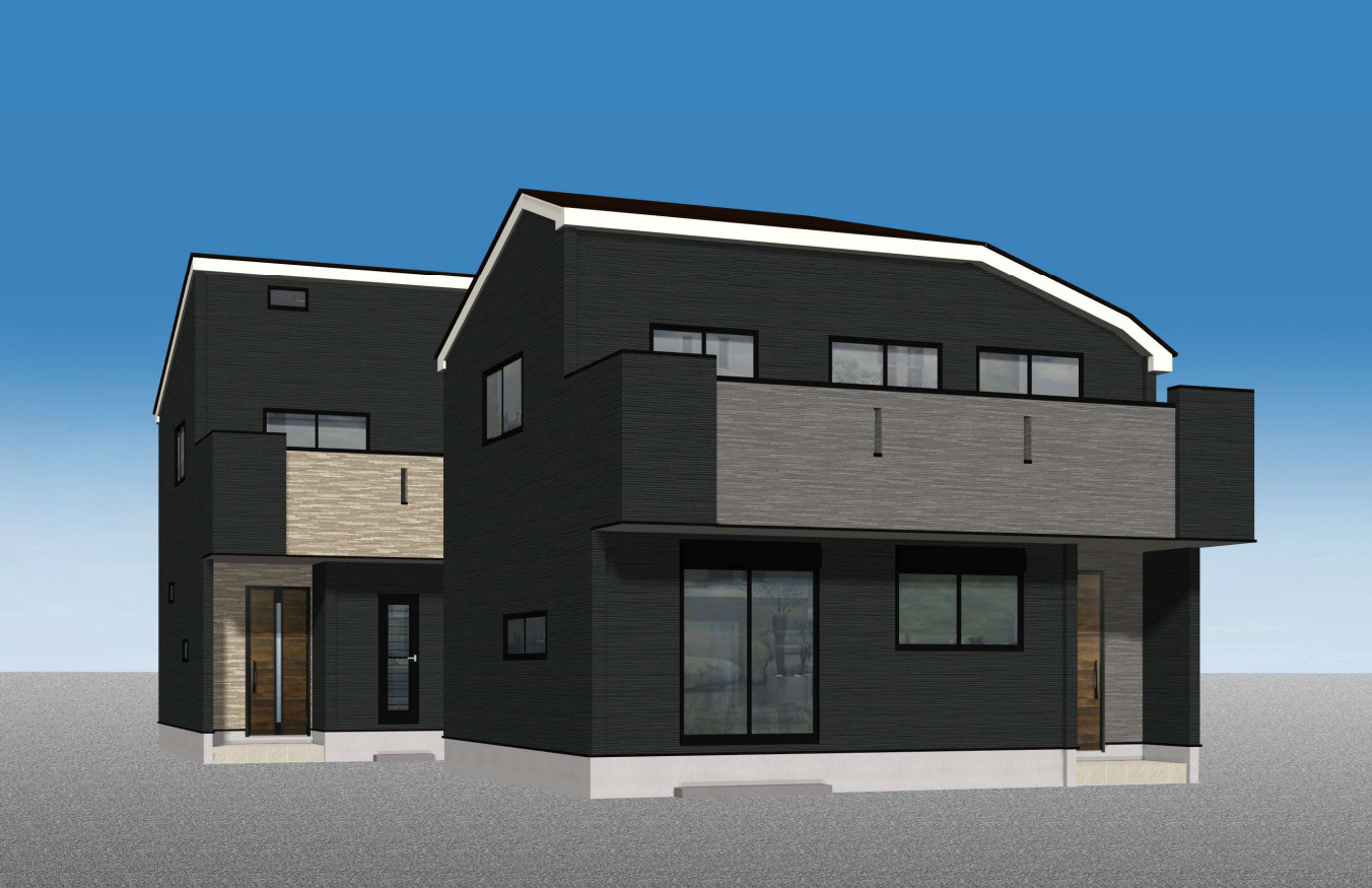 横浜市青葉区つつじが丘 新築戸建て【仲介手数料無料】カースペース2台の外観パース