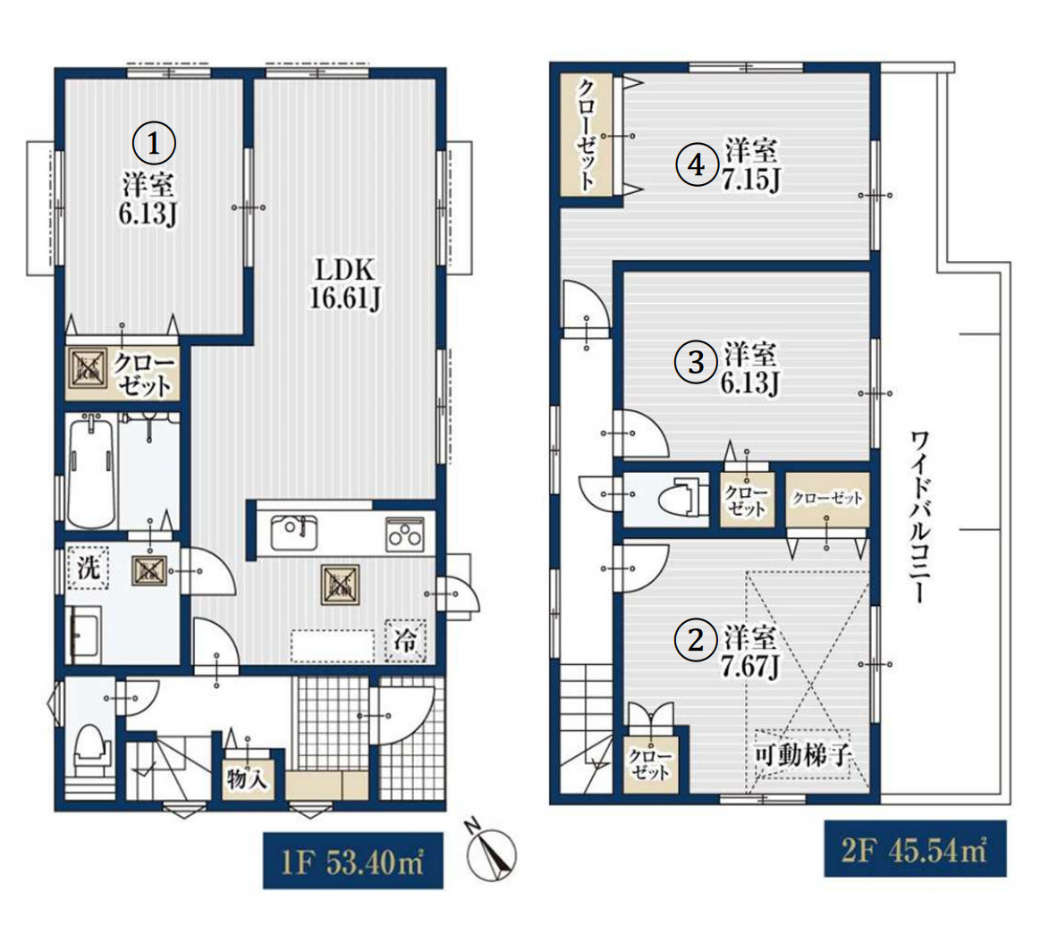 横浜市青葉区つつじが丘 新築戸建て【仲介手数料無料】カースペース2台の間取り