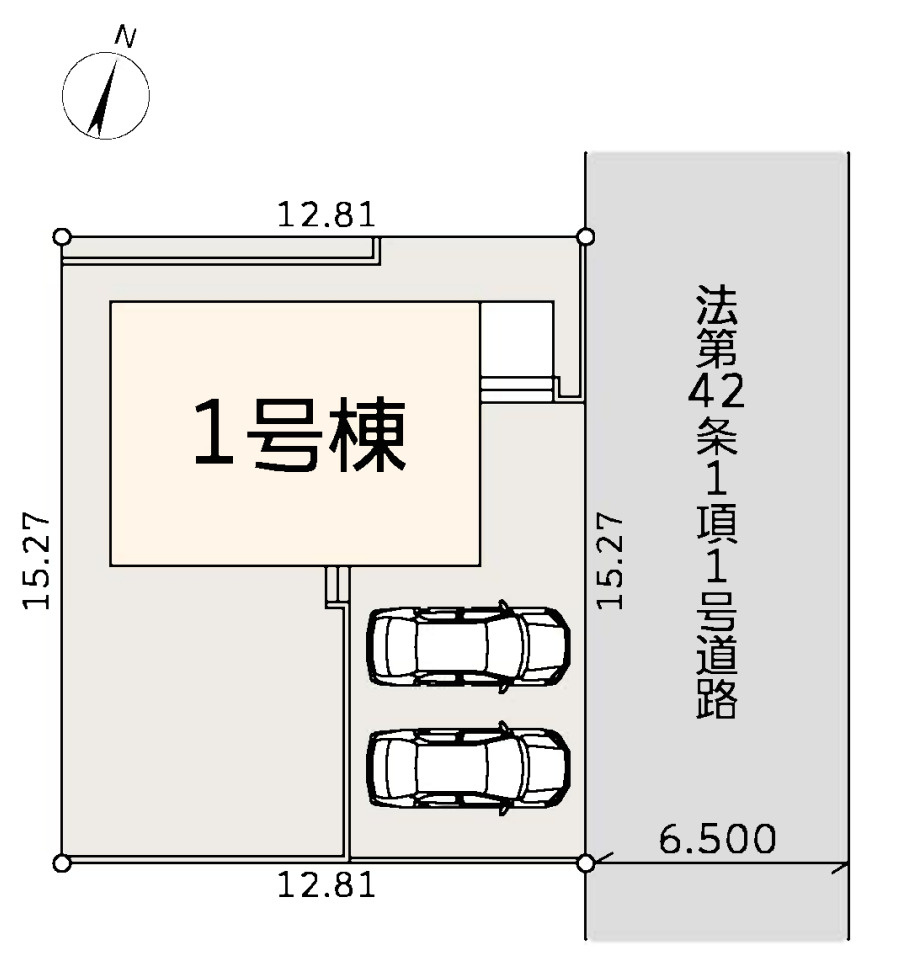 横浜市青葉区桂台2丁目 新築戸建て【仲介手数料無料】カースペース2台の区画図